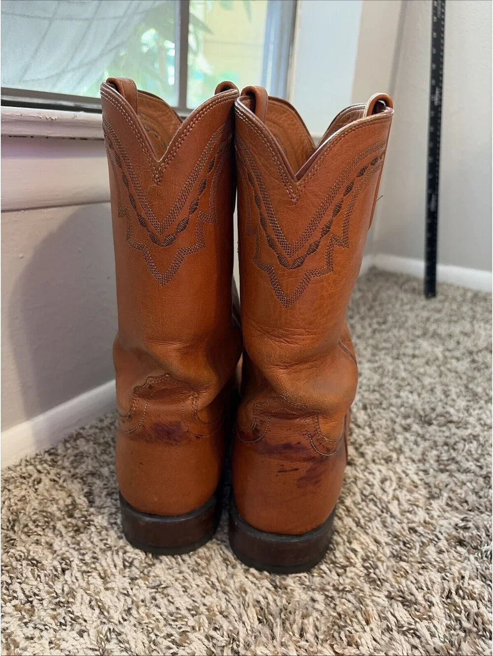 Lucchese 2000 Roper Boots Men’s Size 12 B Brown Leather Pull On Cowboy Western